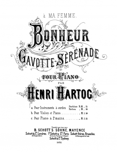 Hartog - Gavotte-Sérénade - For Piano - Score