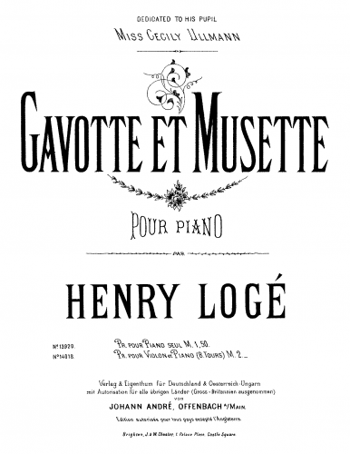 Logé - Gavotte et Musette - Score