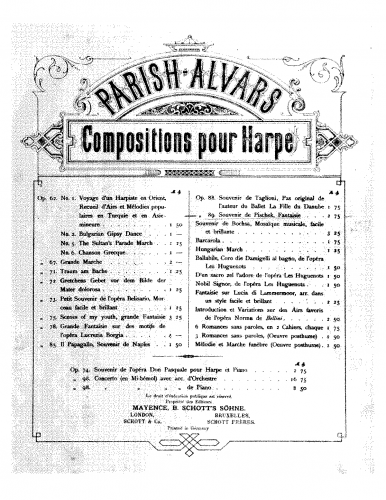 Parish-Alvars - Souvenir de Pischek - Score