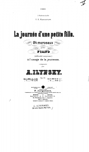 Ilyinsky - La Journée d'une Petite Fille, Op. 19 - Score
