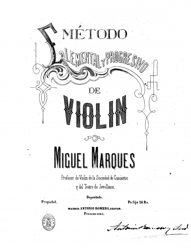 Marqués - Método elemental y progresivo de violín - Score