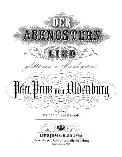 Oldenburg - Der Abendstern - For Voice and Piano (Henselt) - Score