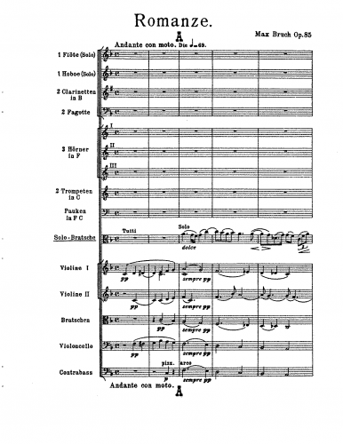 Bruch - Romanze for Viola and Orchestra - Score