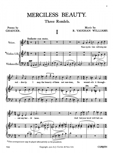 Vaughan Williams - Merciless Beauty - Score