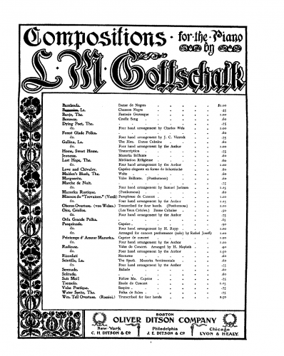 Gottschalk - Le Bananier - Piano Score - Score