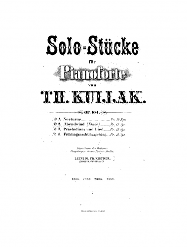 Kullak - Vier Solo-Stücke - 2. Abendwind (''Etude'')
