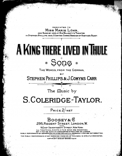 Coleridge-Taylor - A King There Lived in Thule - Score