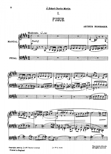 Honegger - Fugue et choral - Score