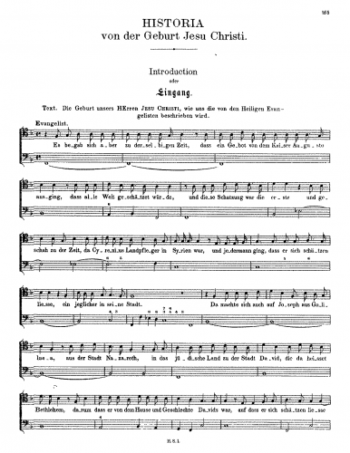 Schütz - Historia der Geburt Jesu Christi - Score