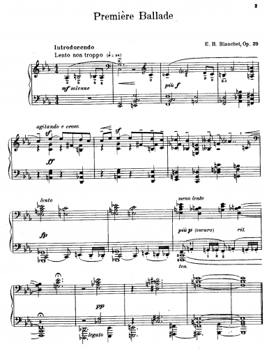 Blanchet - Ballade No. 1, Op. 29 - Score