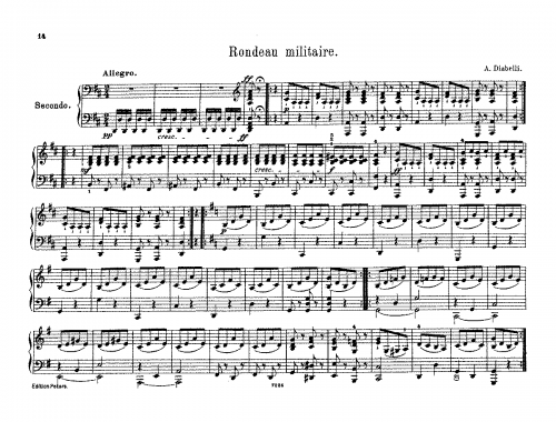 Diabelli - 3 Sonatinas - Piano Duet Scores Sonatina No. 3 - Mvt. III: Rondeau militaire
