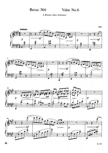 Balakirev - Waltz No. 6 - Score