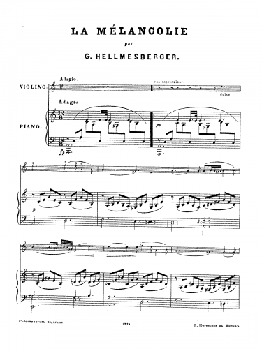 Hellmesberger Sr. - La mélancolie - Score