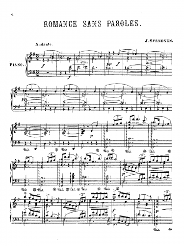 Svendsen - Romance, Op. 26 - For Piano solo (Unknown) - Score