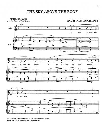 Vaughan Williams - The Sky Above the Roof - Score