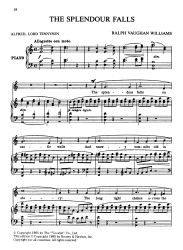 Vaughan Williams - The Splendour Falls - Score