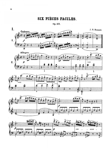 Hummel - 6 Easy Pieces, Op. 42 - Piano Score - Score