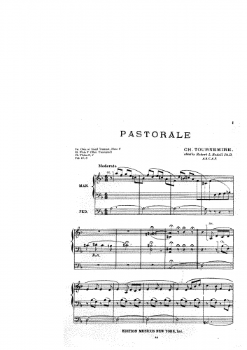 Tournemire - Suite de morceaux - Organ Scores No. 5. Pastorale (Op. 24 No. 1) - Score