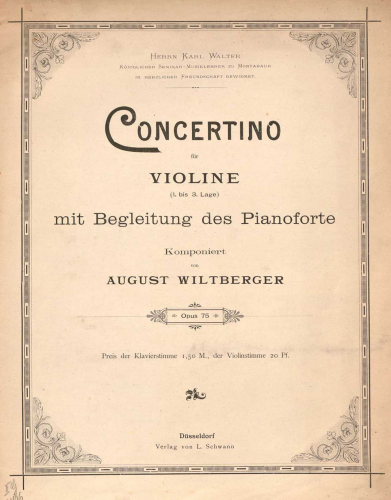 Wiltberger - Concertino für Violine - Scores and Parts - Score