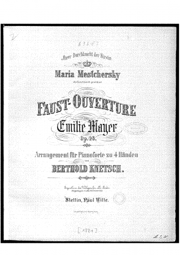 Mayer - Faust-Ouverture - For Piano 4 hands (Knetsch) - Score