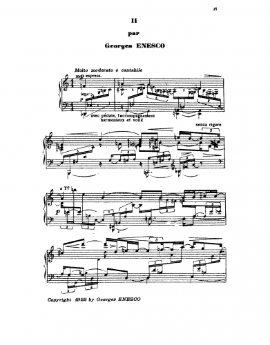 Enescu - Pièce pour piano sur le nom de Fauré - Score