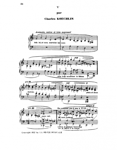 Koechlin - Hommage à Gabriel Fauré - Score