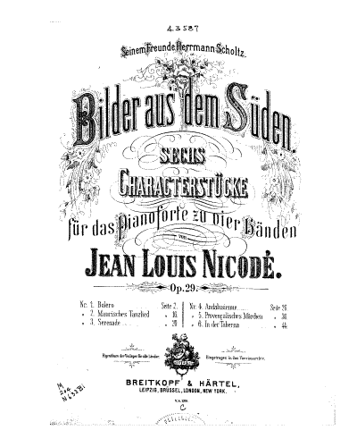Nicodé - Bilder aus dem Süden, Op. 29 - Score