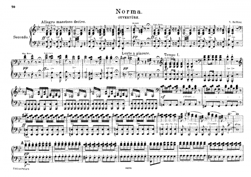 Bellini - Norma - Overture For Piano 4 hands (Kleinmichel) - Score