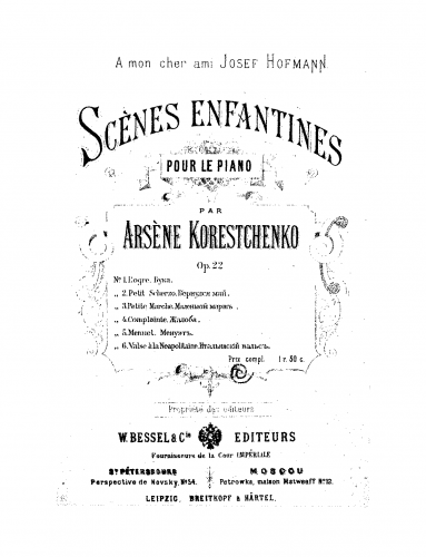 Koreshchenko - Scènes enfantines - Score