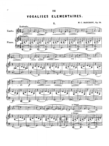 Marchesi - 12 Vocalises élémentaires - Score