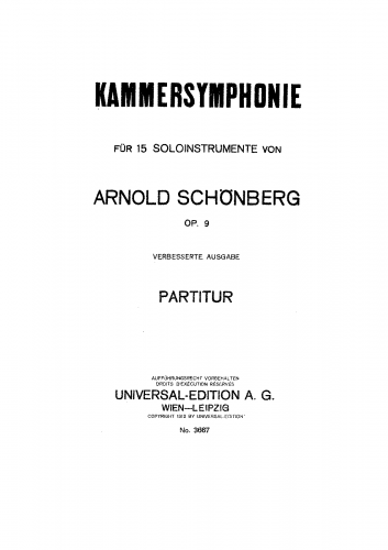 Schoenberg - Kammersymphonie - Score
