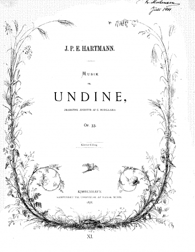 Hartmann - Undine - Vocal Score - Score