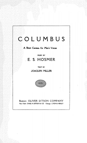 Hosmer - Columbus - Vocal Score - Score