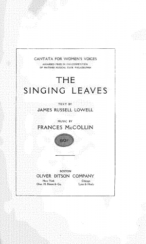 McCollin - The Singing Leaves - Vocal Score - Score