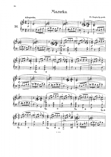Chopin - Mazurka in A minor, B.140 - Piano Score - Score