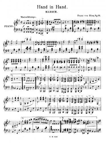 Blon - Hand in Hand Marsch - For Piano solo - Score
