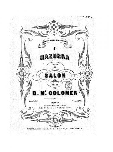 Colomer - Mazurka de salon No. 1 - Score