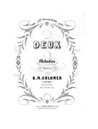 Colomer - 2 Mélodies pour piano - Score