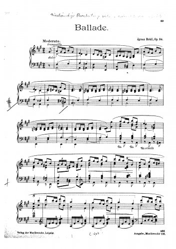 Brüll - Ballade, Op. 84 - Score