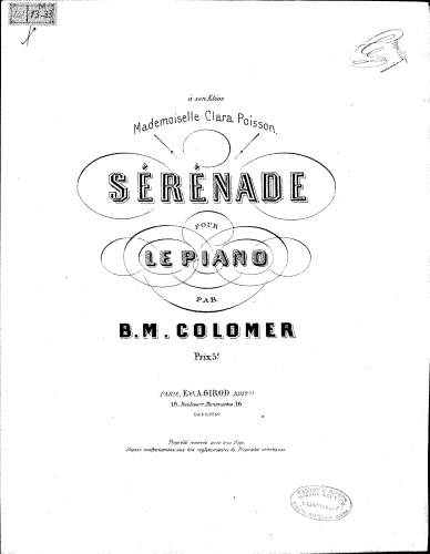 Colomer - Sérénade - Score