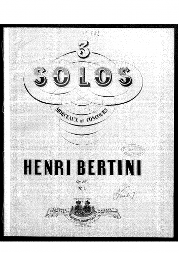 Bertini - 3 Solos de concours - Score
