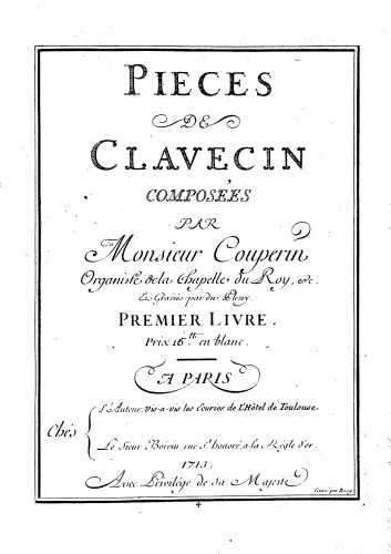 Couperin - Premier Livre de Pièces de Clavecin - Keyboard Scores - Score
