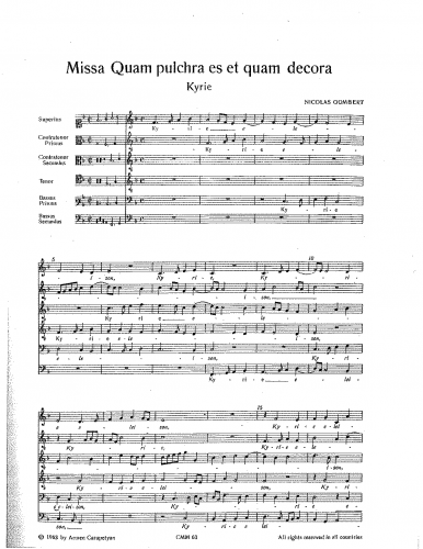 Gombert - Missa Quam pulchra es - Score