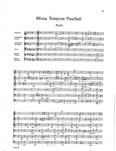 Gombert - Missa Tempore paschali - Score