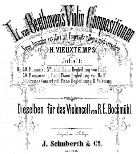 Beethoven - Romance for Violin and Orchestra - For Cello and Piano (Bockmühl)