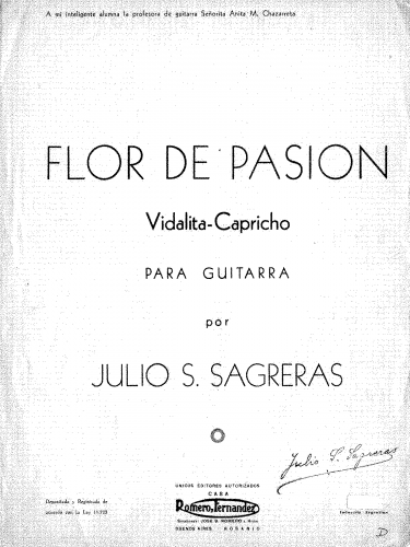Sagreras - Flor de Pasion - Score