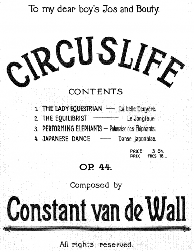 Van de Wall - Circuslife - complete score, front cover