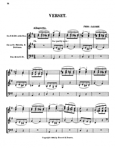 Salomé - 10 Pièces pour orgue ou pour piano à pédale, deuxième volume - 9. Verset