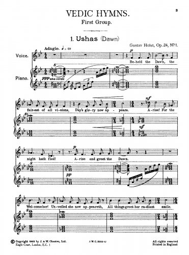 Holst - Hymns from the Rig Veda - Score
