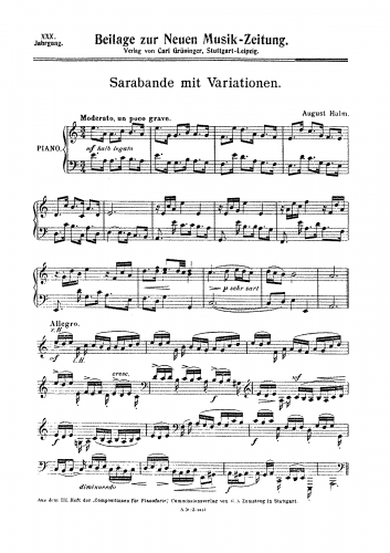 Halm - Sarabande mit Variationen - Score